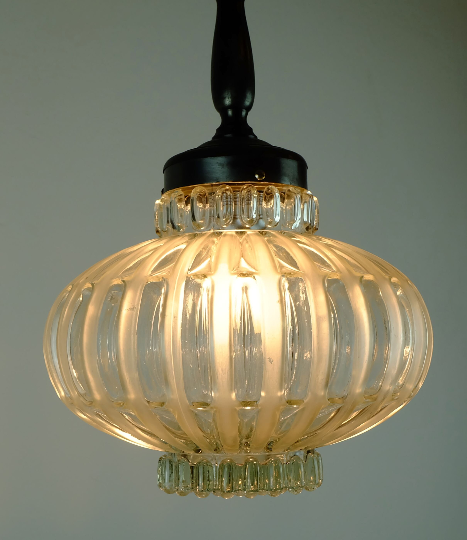 Mid century pendant light bubble glass satin glass 1960s