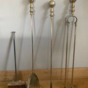 Servant of brass fireplace period mid-twentieth century, Pic shovel, claw pliers ..