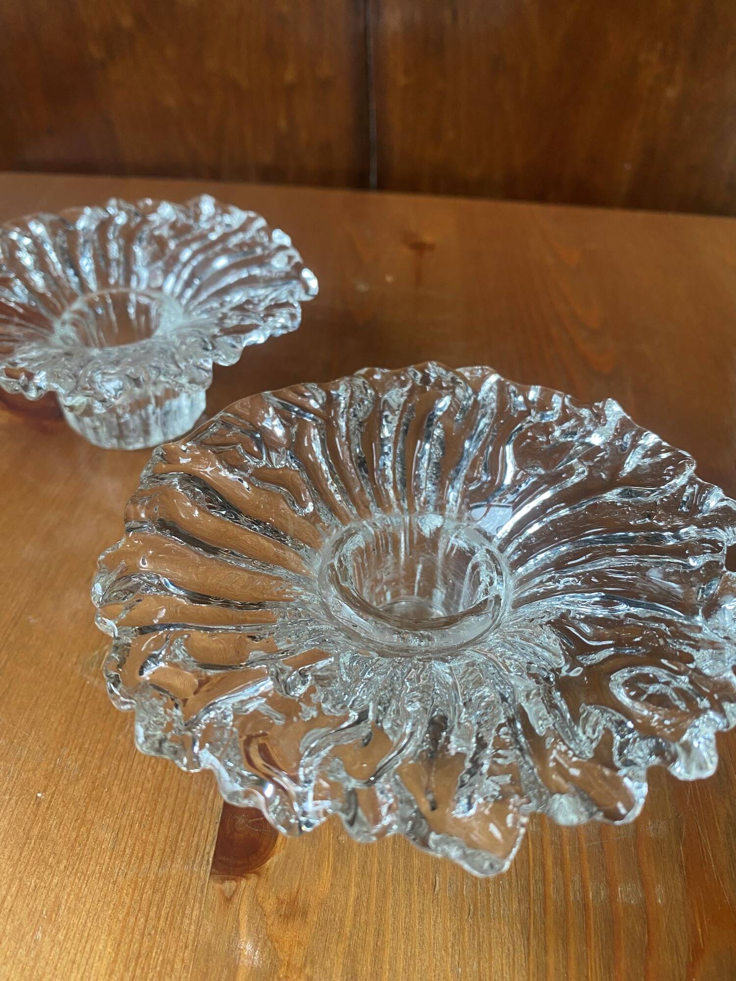 Pair of vintage Scandinavian sunflower candlesticks from the 70s