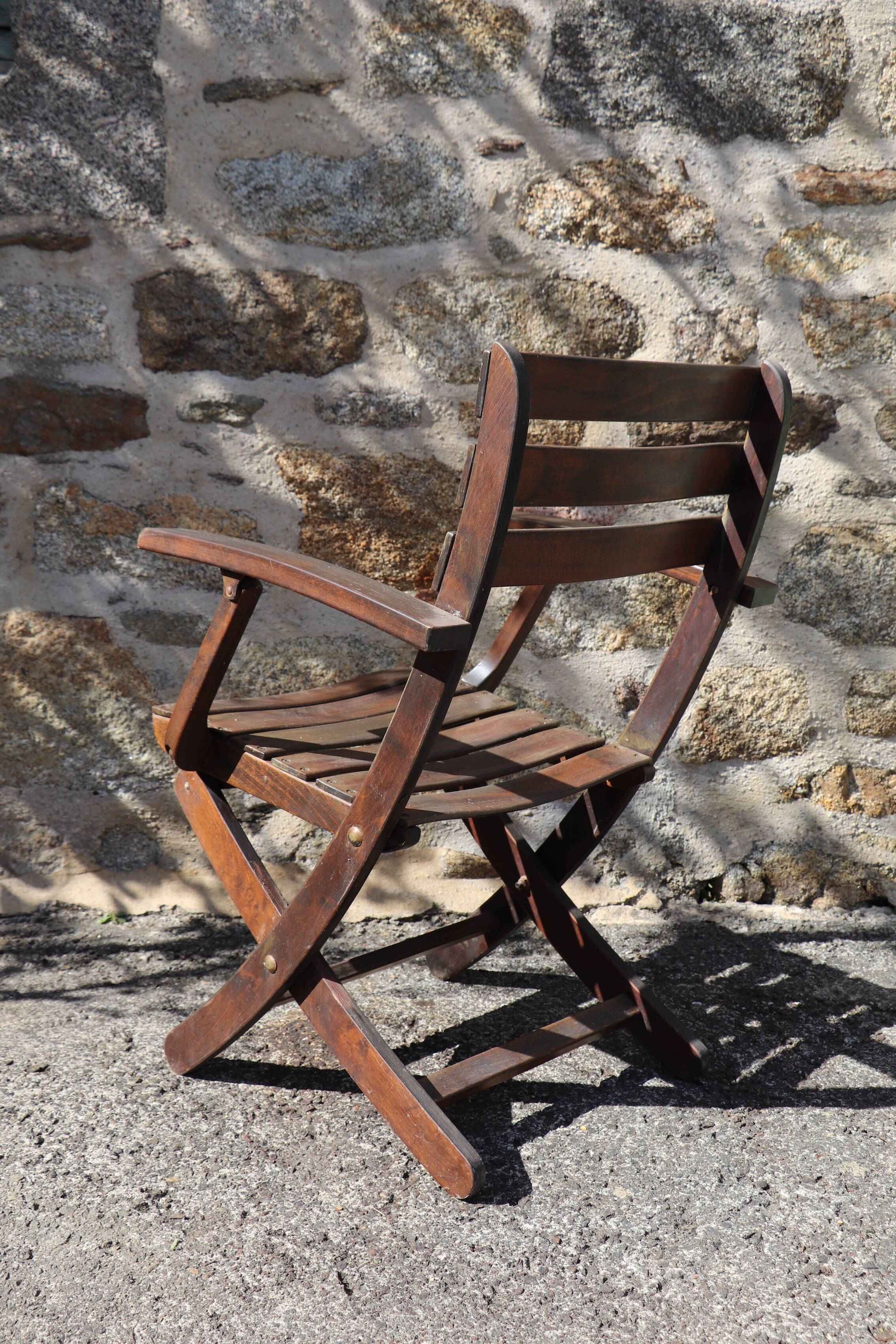 3 wooden garden chairs 40s