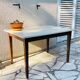 Vintage Oak Farmhouse Table with White Top
