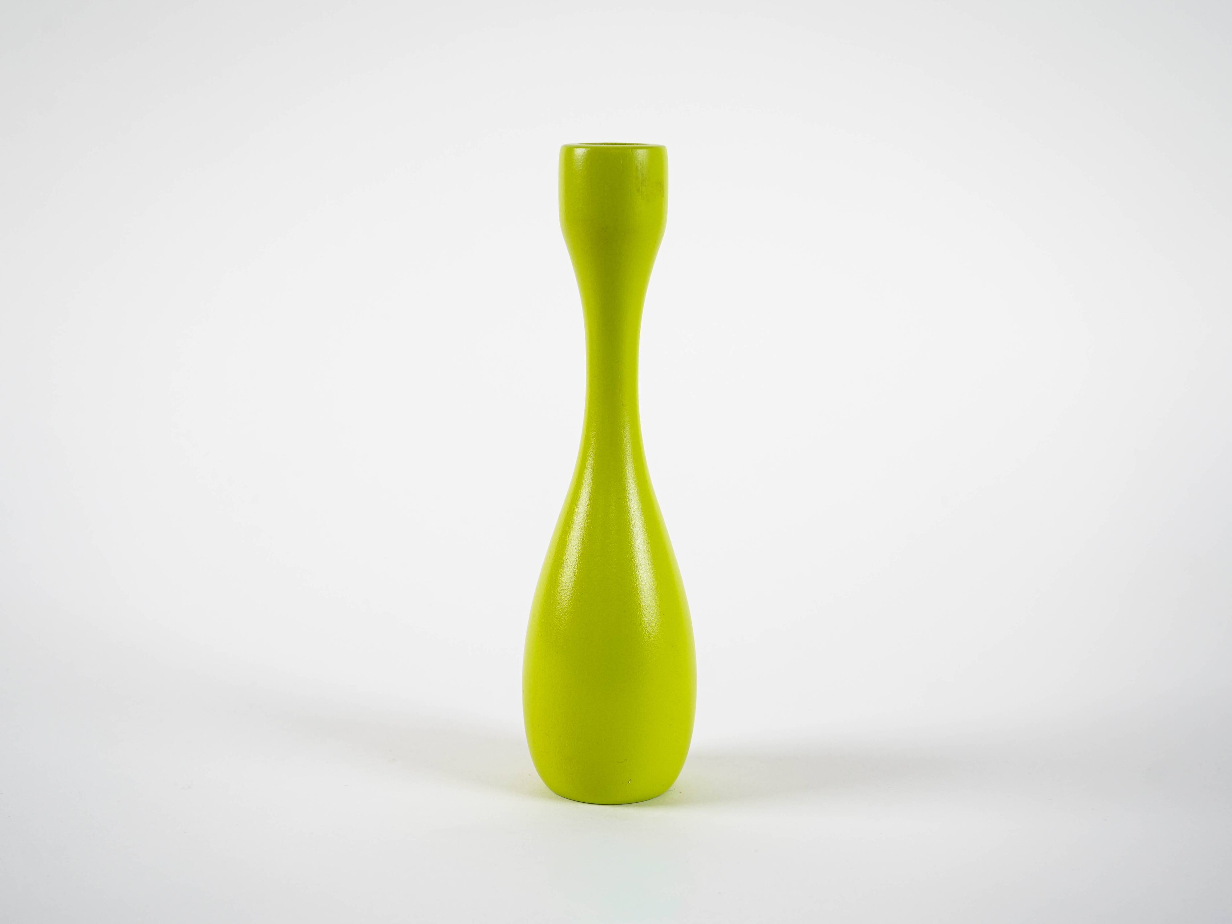 Lime-coloured candlestick, Danish design, 1970s, made in Denmark