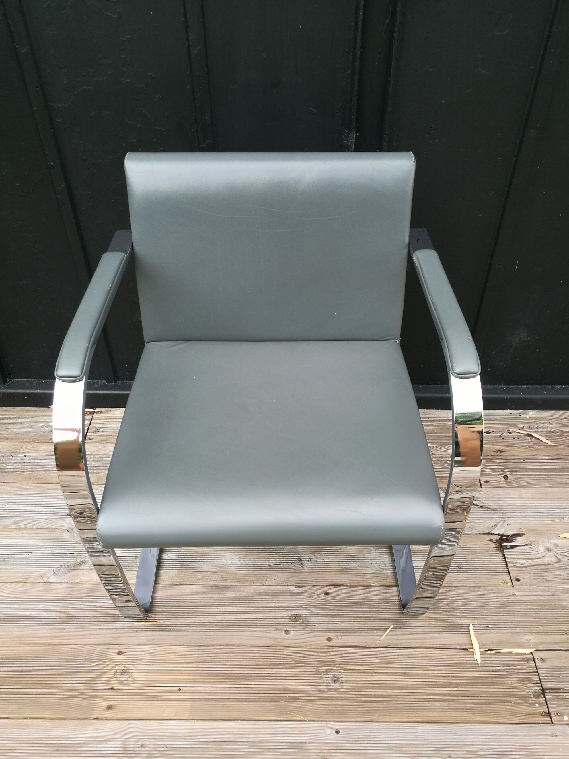 Gray skai chrome design armchair