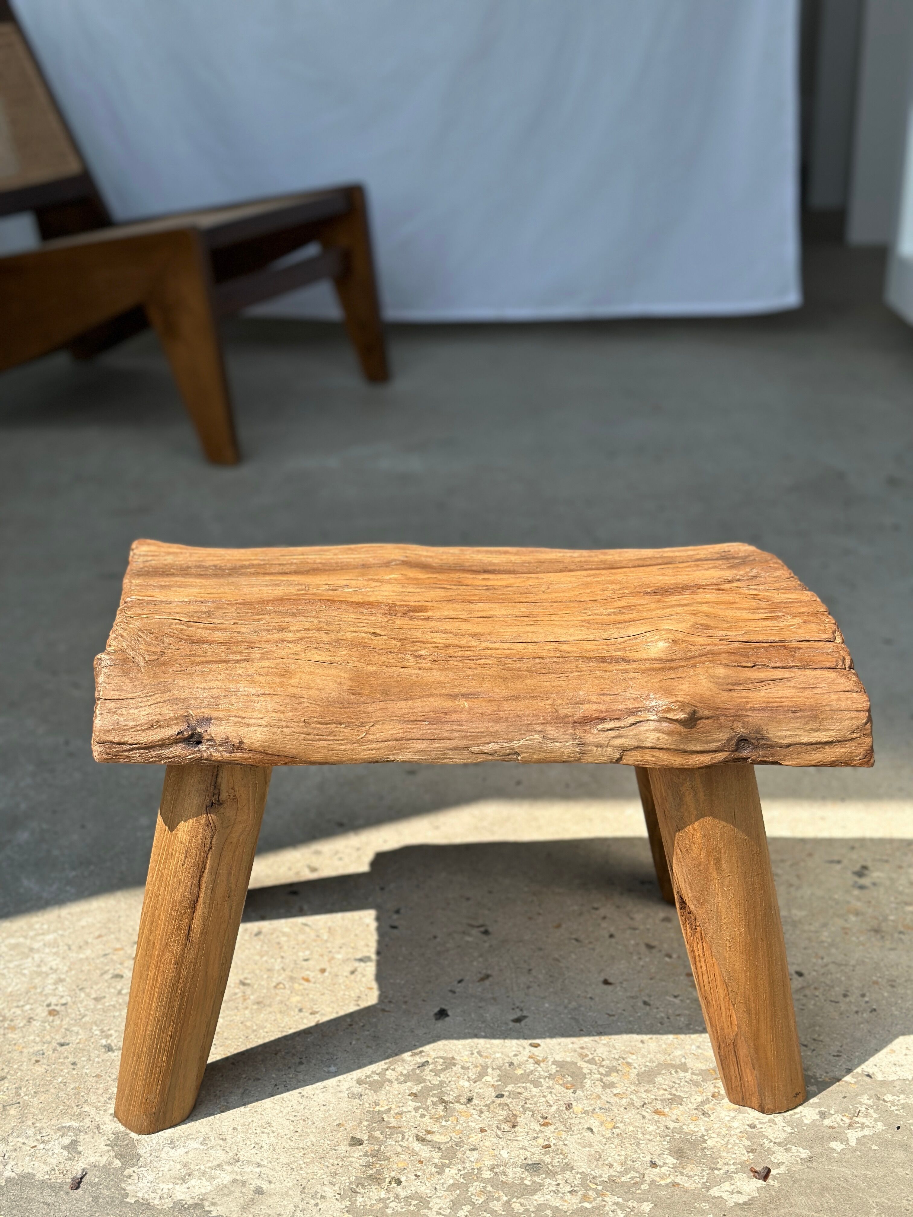 Small side table or stool in blond teak H:30 L43 l27