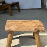 Table d'appoint ou tabouret en teck blond quadripode H:30 L43 l27