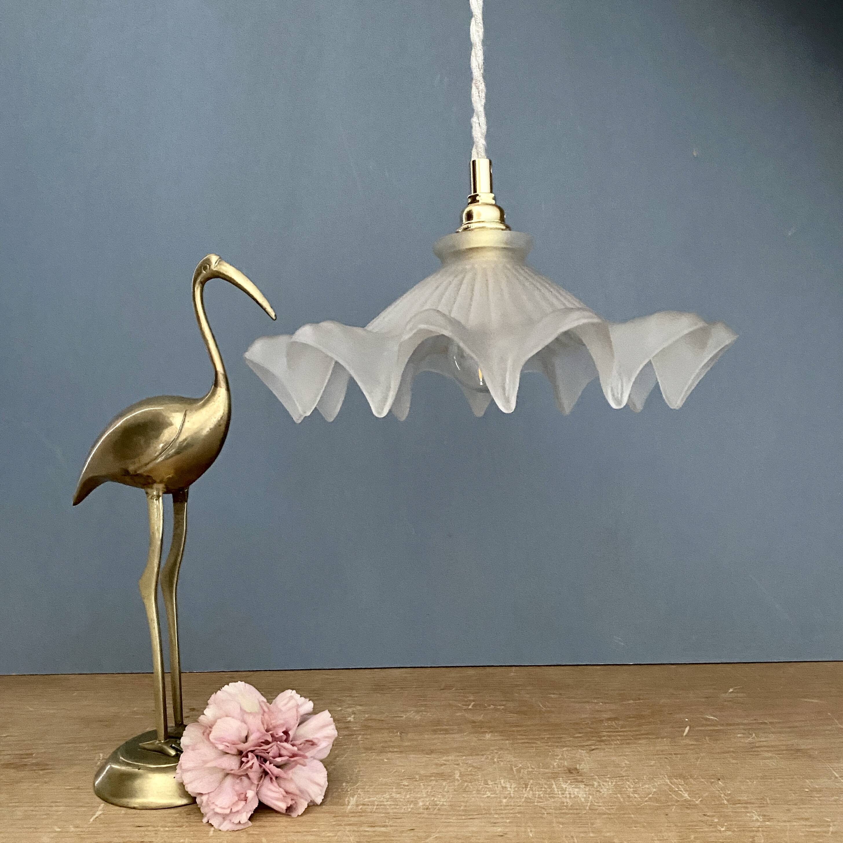 Vintage frosted glass lampshade pendant light