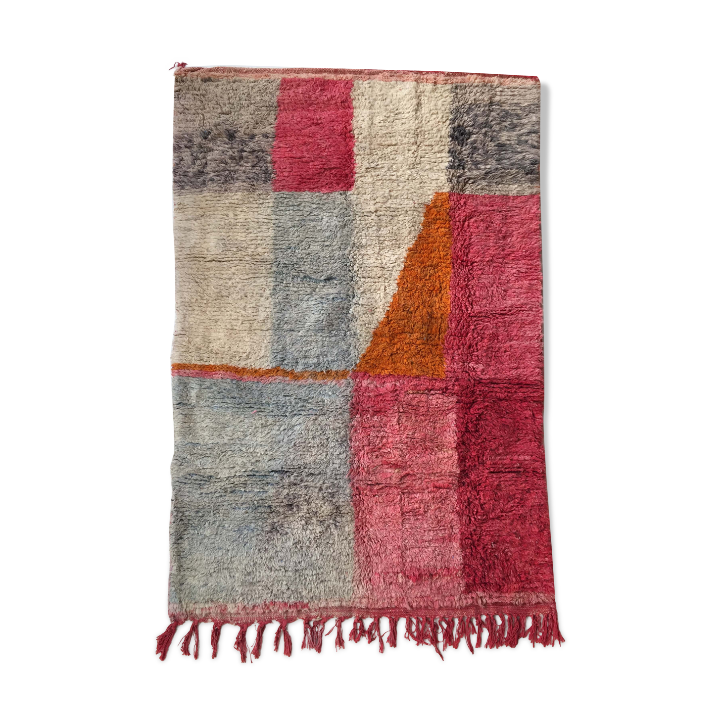 Moroccan Berber carpet Boujaad with colorful flats 234x143cm