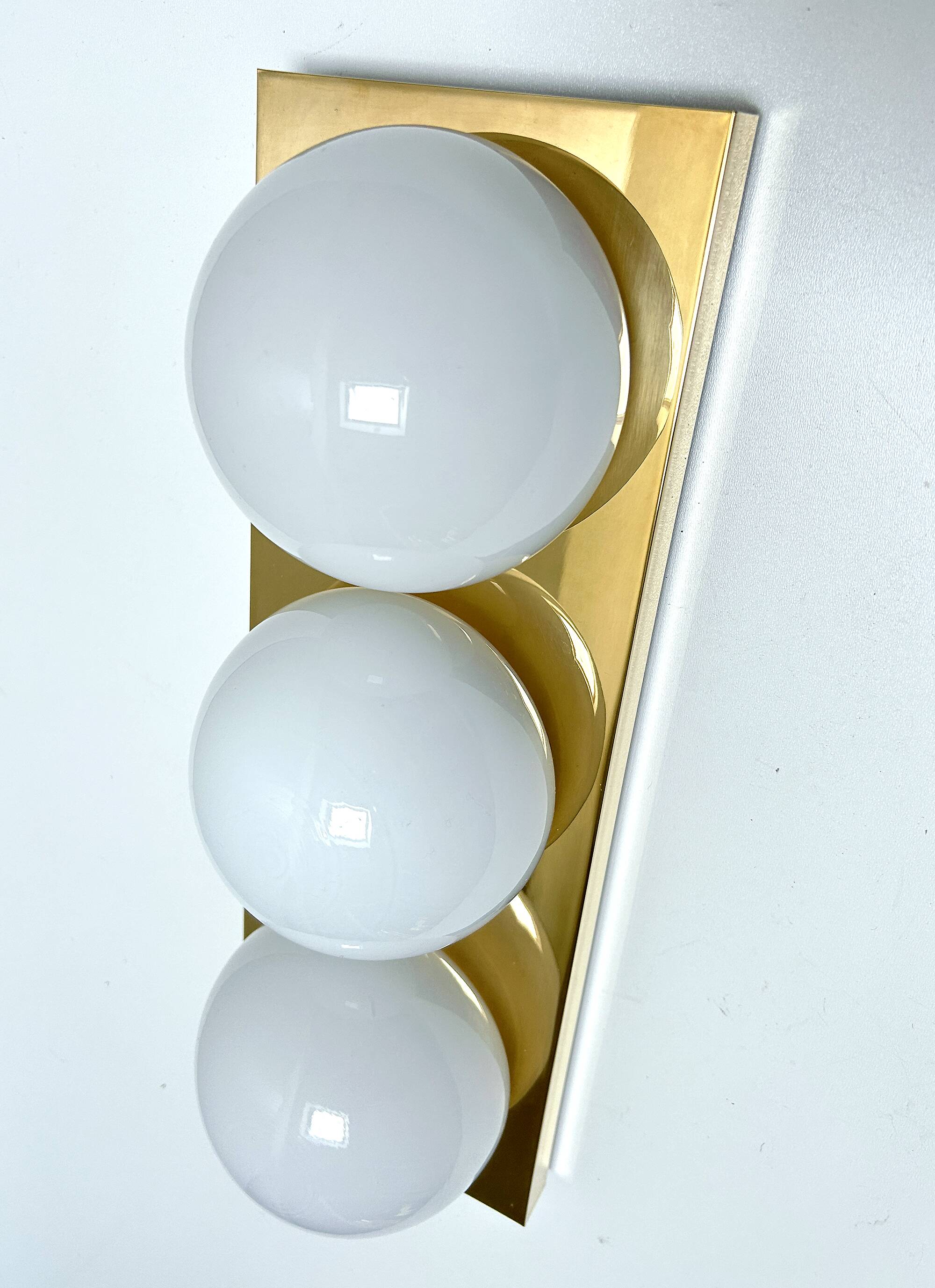 3 vintage limburg sconces, bronze gilded with fine gold, glass