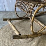 Rocking- chair en rotin vintage