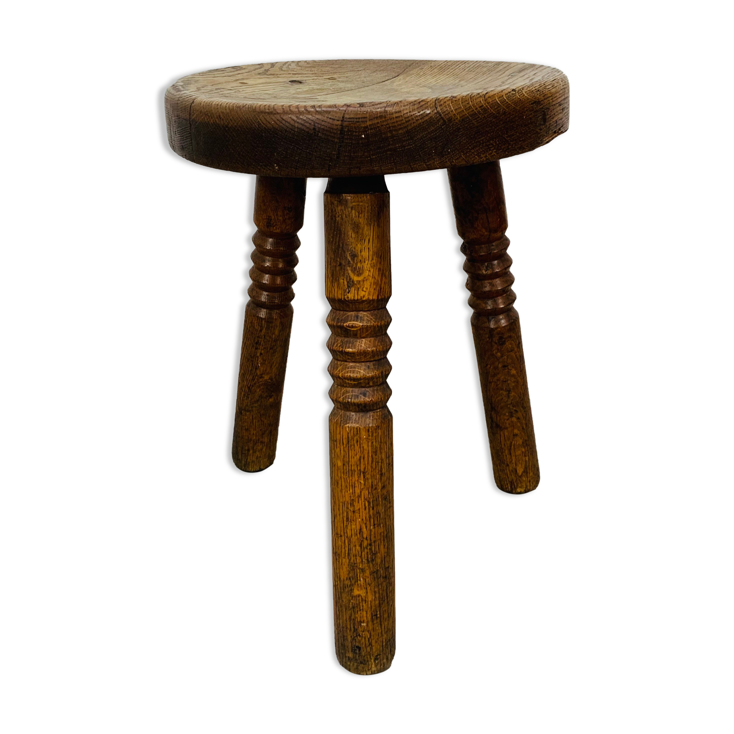 Brutalist tripod stool solid wood
