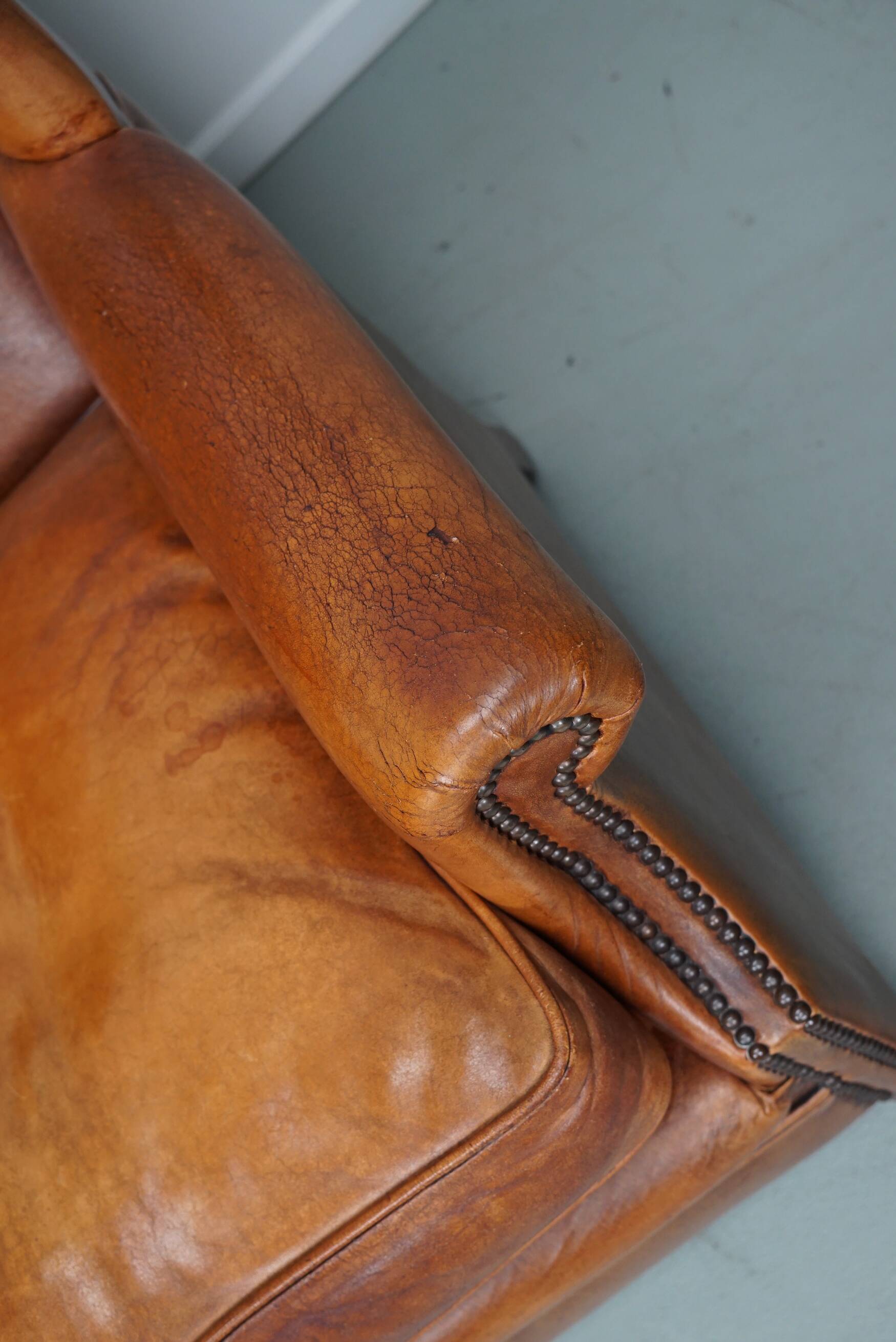 Vintage Dutch Cognac Colored Leather Club Chair