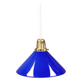 Small hanging lamp in double layer glass with gold colored top. Denmark 80s