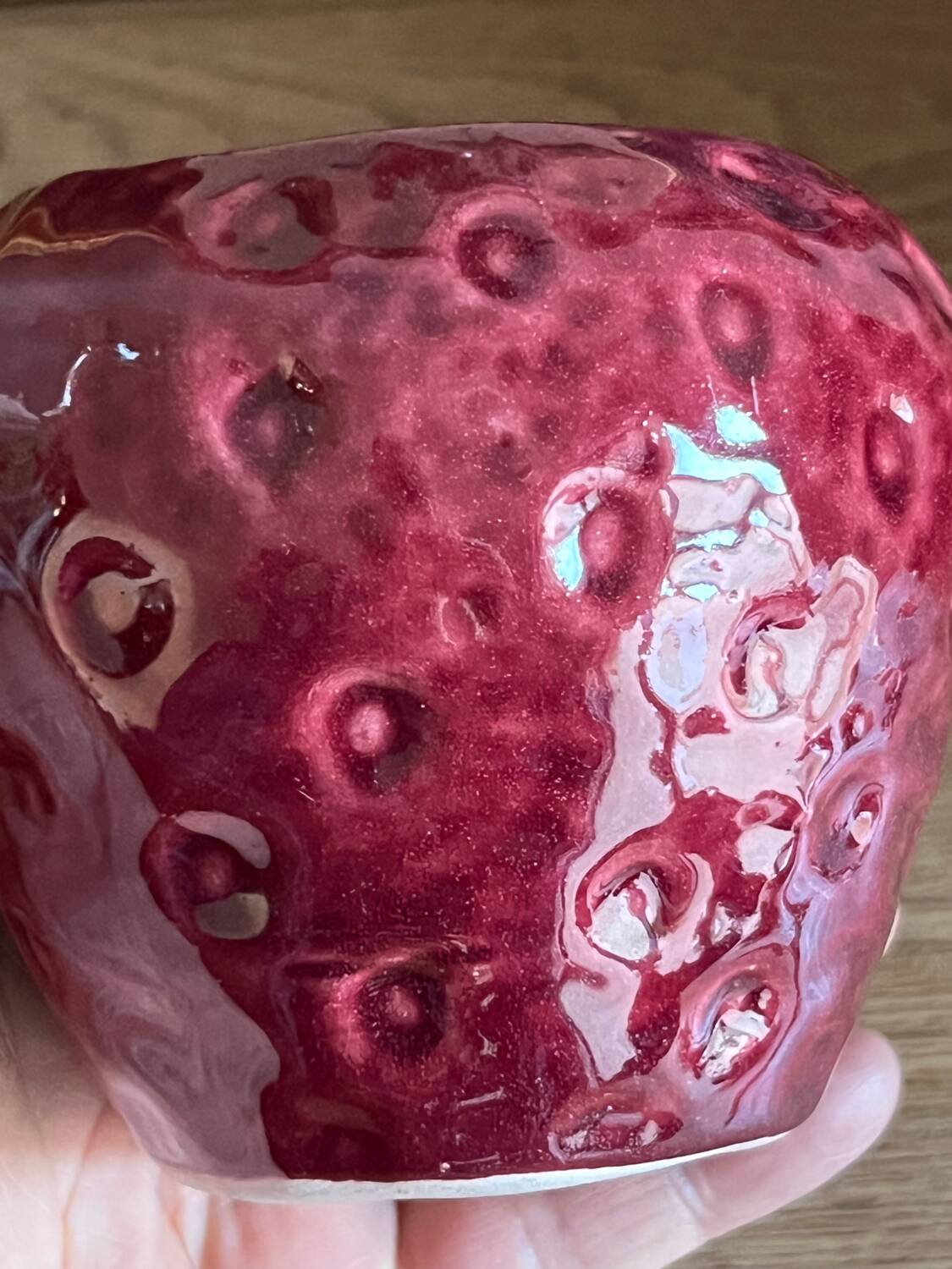 Strawberry slip jam jar