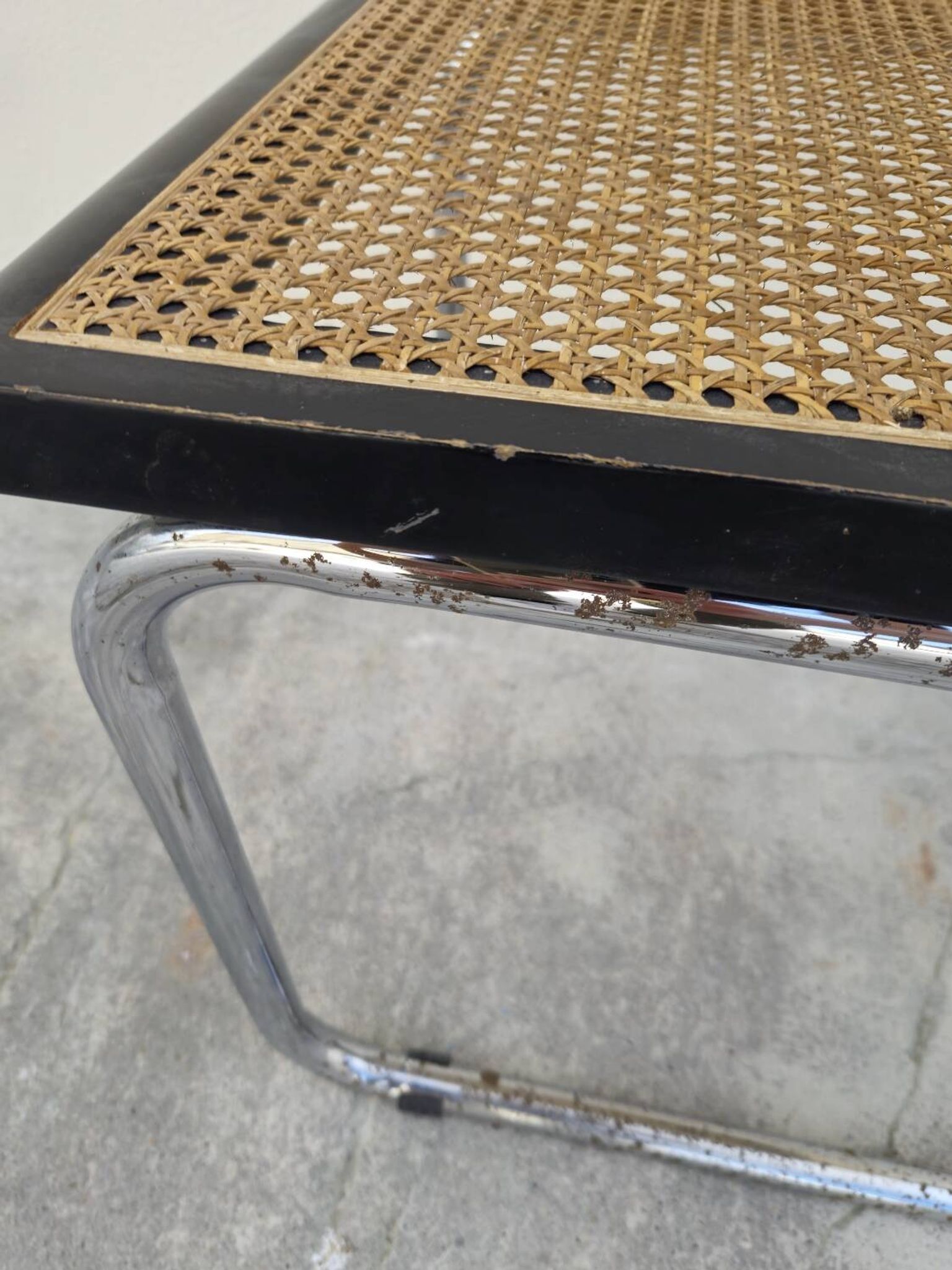 Marcel Breuer B32 chair in black cane signed Made in Italy