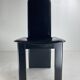 Post modern Memphis high back black leather stitched organic dining chairs, set of 6. Italy, 1980s