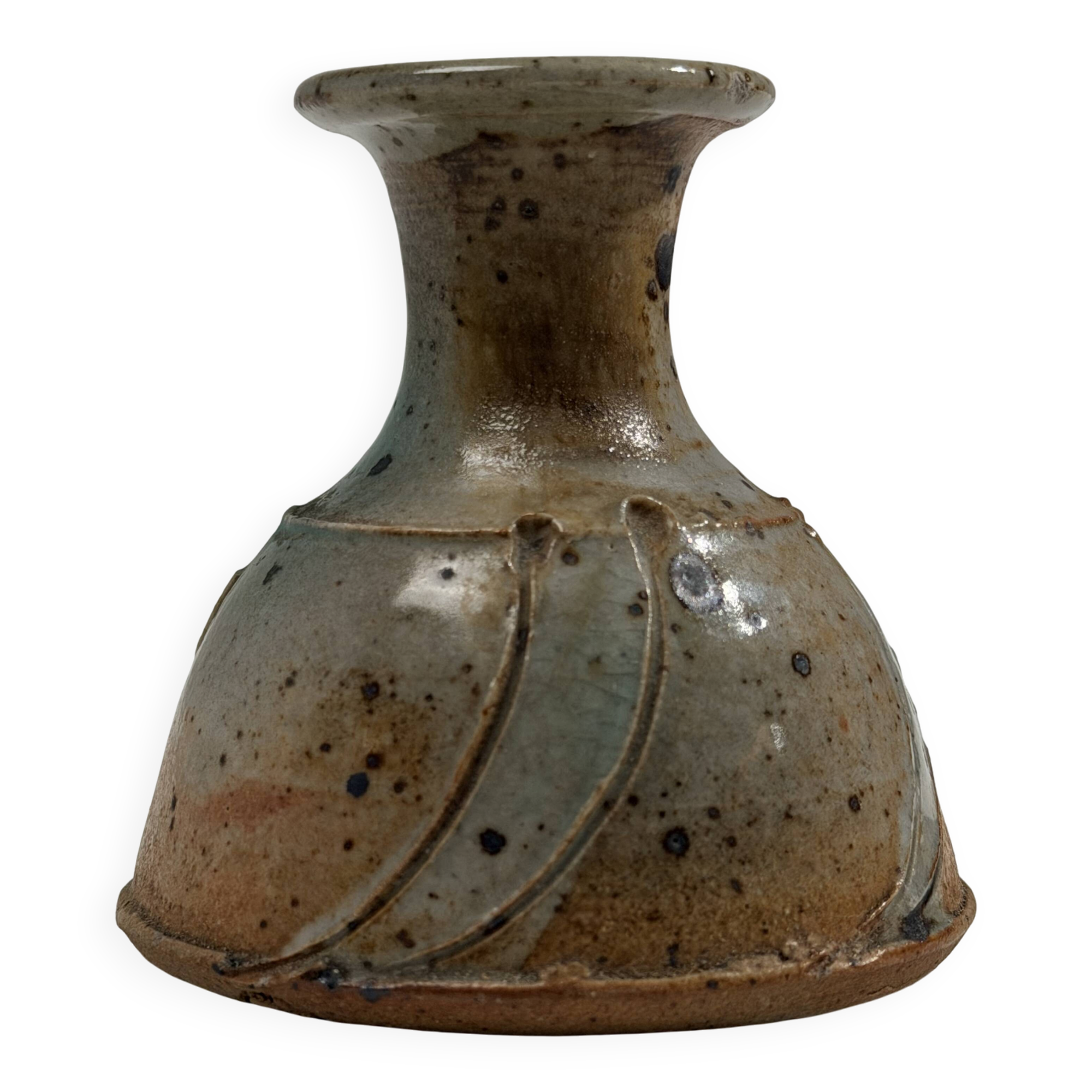 Rare miniature vase in glazed stoneware, Gustave Tiffoche – Guérande circa 1960