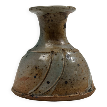 Rare miniature vase in glazed stoneware, Gustave Tiffoche – Guérande circa 1960
