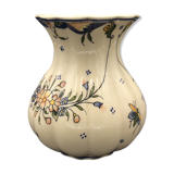 Vase Décor Rouen Earthenware Cracked Effect Flowers and Insect
