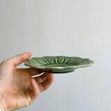 Set of 9 small old green earthenware plates
