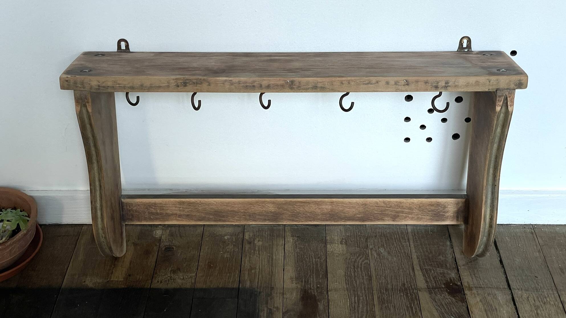 ETAGERE Vintage 5 Crochets BOIS Brut