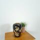 Porseleinen  vintage zwarte vaas Foreign, Scheurich, met gouden details en graan
