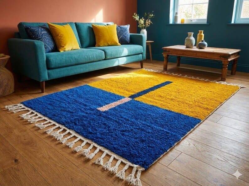 Natural wool handwoven carpet 150/250 cm