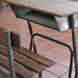 Industrial style oak and metal school desk