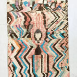 Moroccan Berber rug Boujaad ecru with colorful patterns 267x162cm