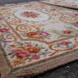 Pair of vintage carpets wool floral décor 137x68cm