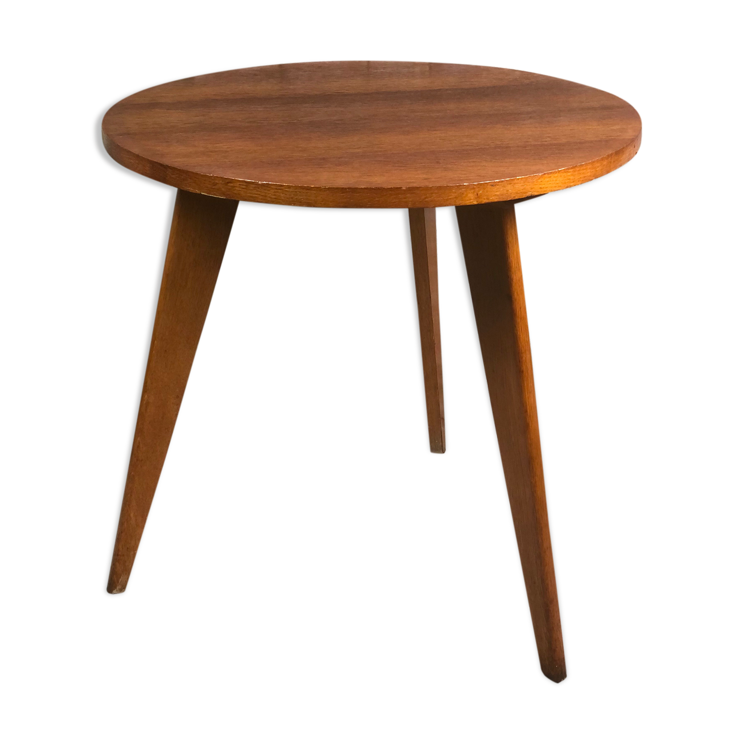 Vintage pedestal table in beech veneer 50'S