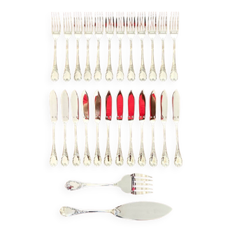 Christofle Marly fish cutlery and serving set with box, new condition