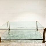 Vintage Brass and Glass Model T24 Coffee Table by Peter Ghyczy, 1970s