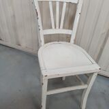 4 patinated white bistro chairs