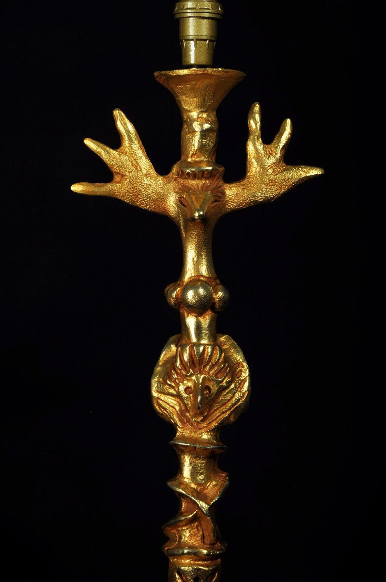 Pierre Casenove lamp base sculpture gilded bronze circa 1980