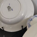 6 assiettes creuses faïence Saint Amand et Hamage blanc/bleu