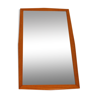 Teak beveled Scandinavian mirror, 67 x 39 cm