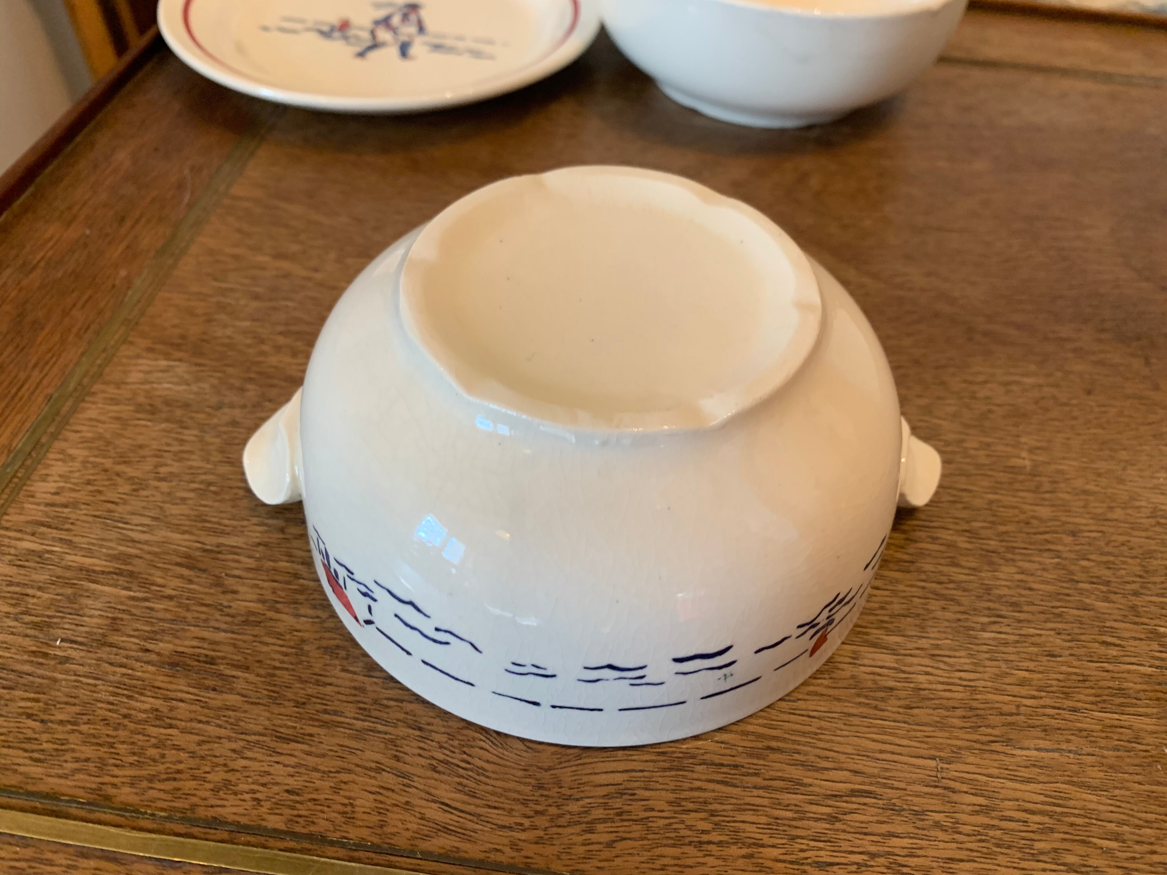 Old children's breakfast service hand-painted, Brittany, art deco