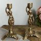 Paire de bougeoirs en bronze, porteuses d’eau