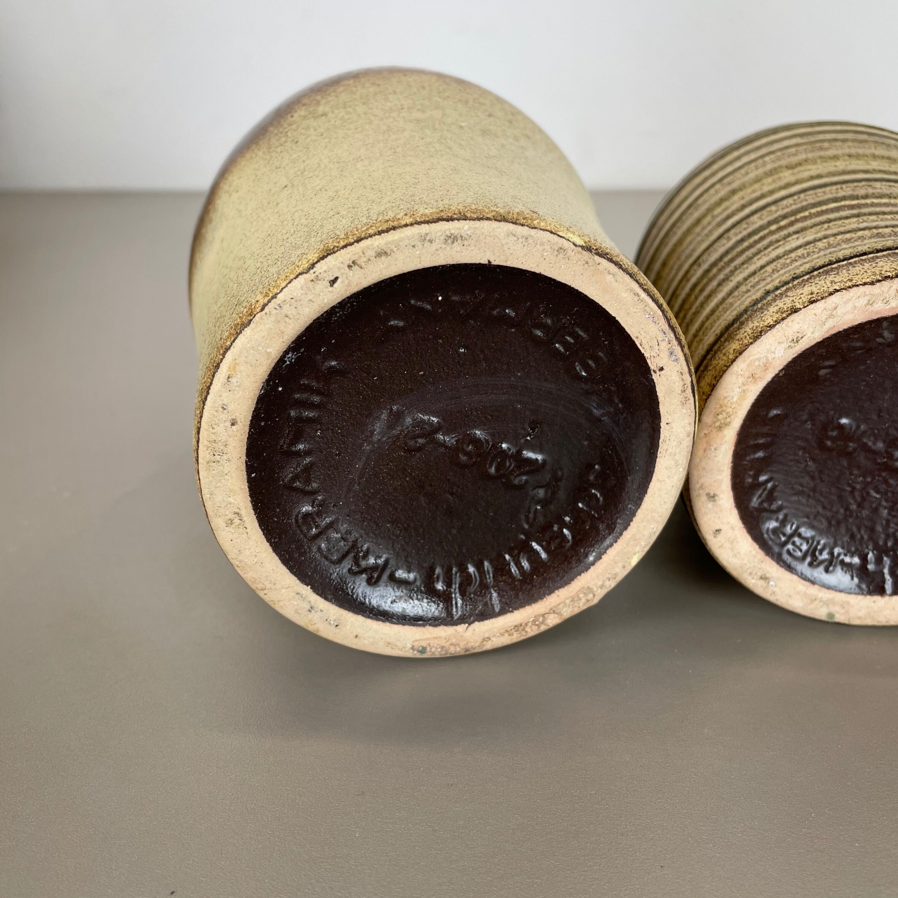 Set of five vintage pottery fat lava vases made by scheurich, germany, 1970s