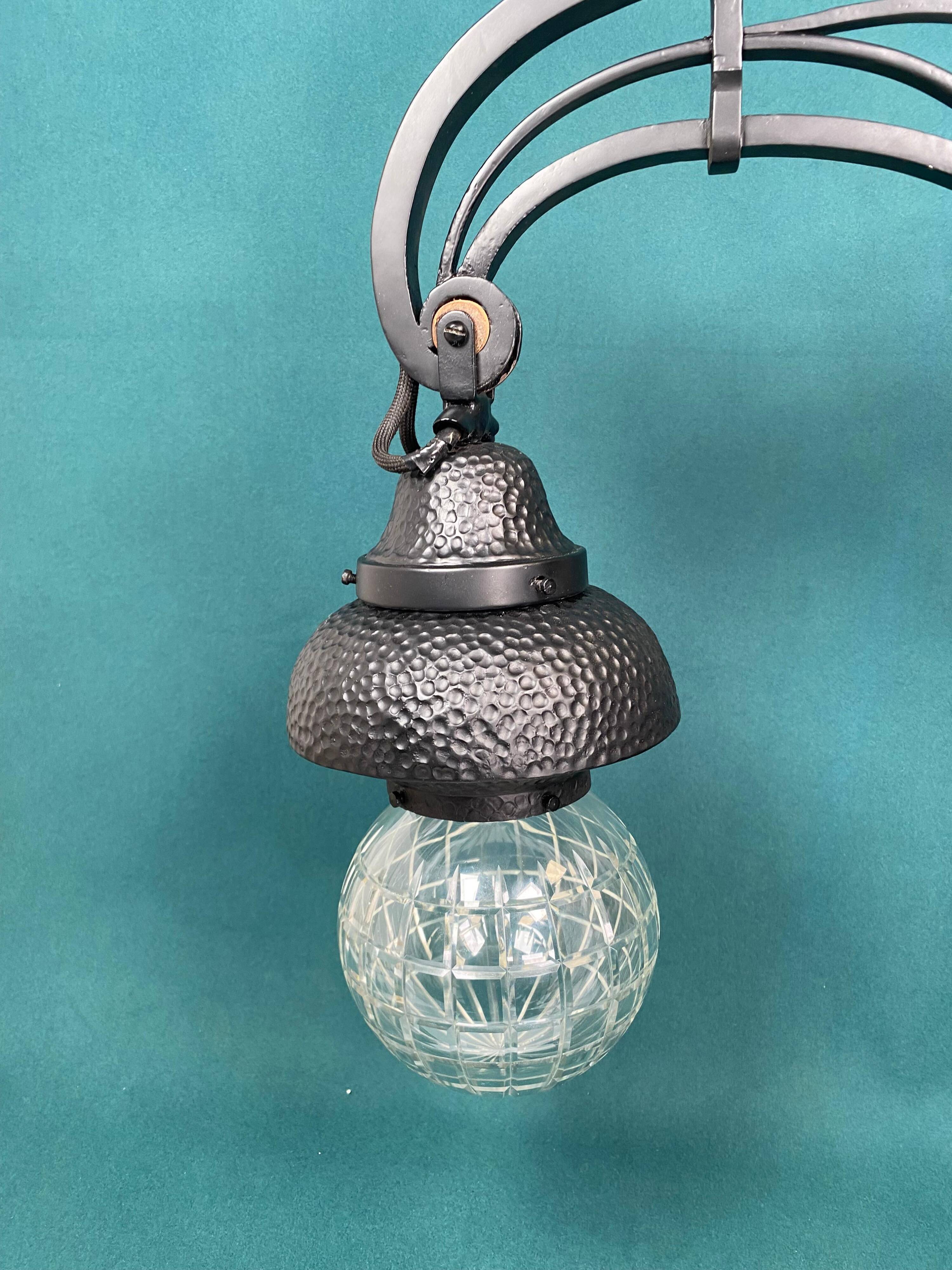 Black Art Nouveau wall lamp