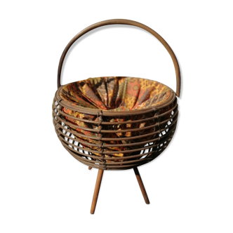 Rattan sewing basket