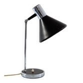 Lampe de bureau italienne des années 60, chrome et noir.