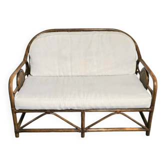 Vintage rattan and bamboo canapé/bench