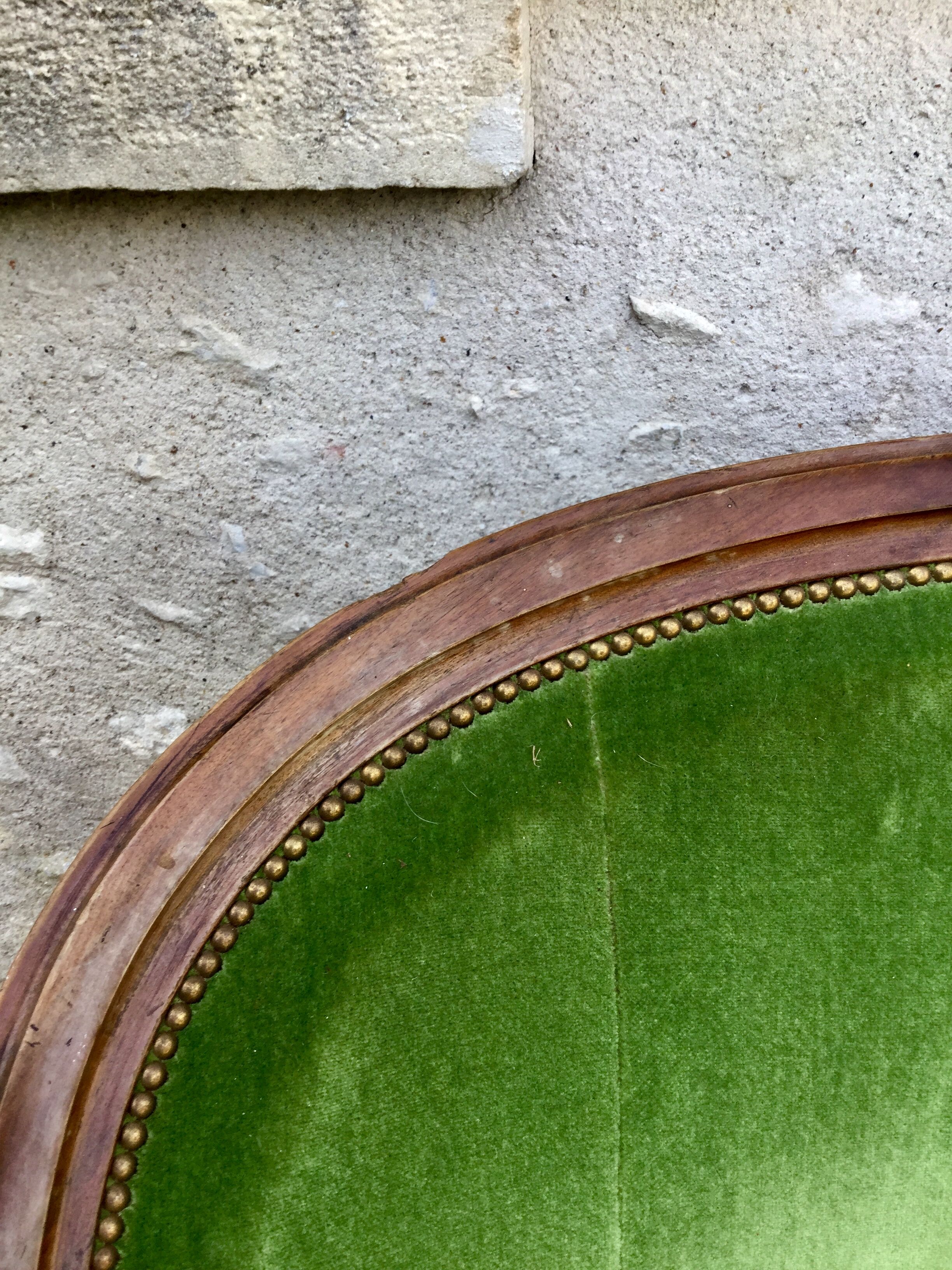 Louis XVI style bench in green velvet