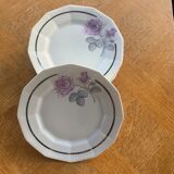 6 small plates in porcelain art deco octagonal shape pattern of roses.