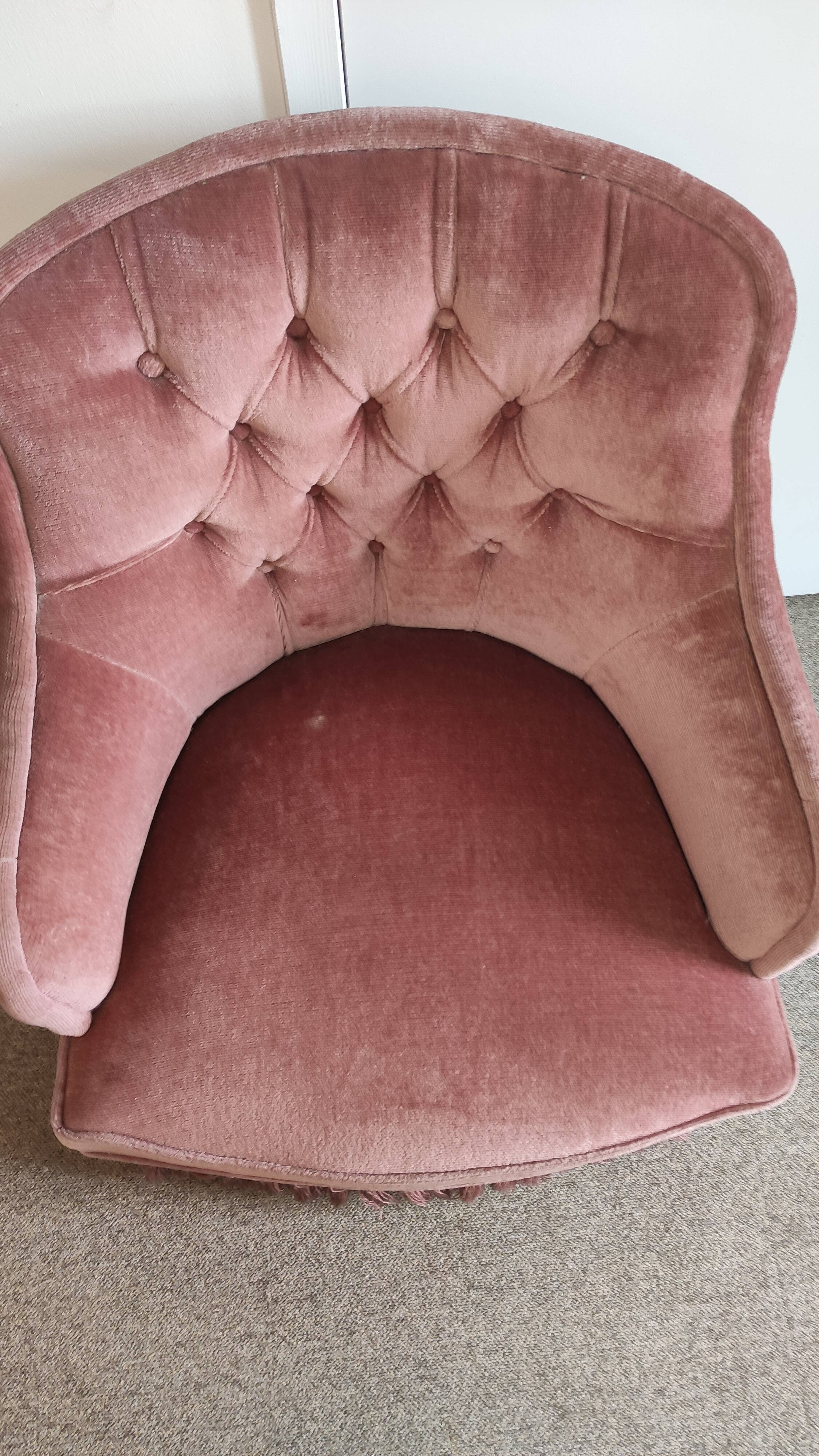 Pair of padded old pink armchairs
