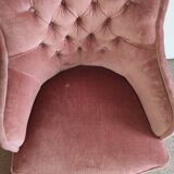 Pair of padded old pink armchairs