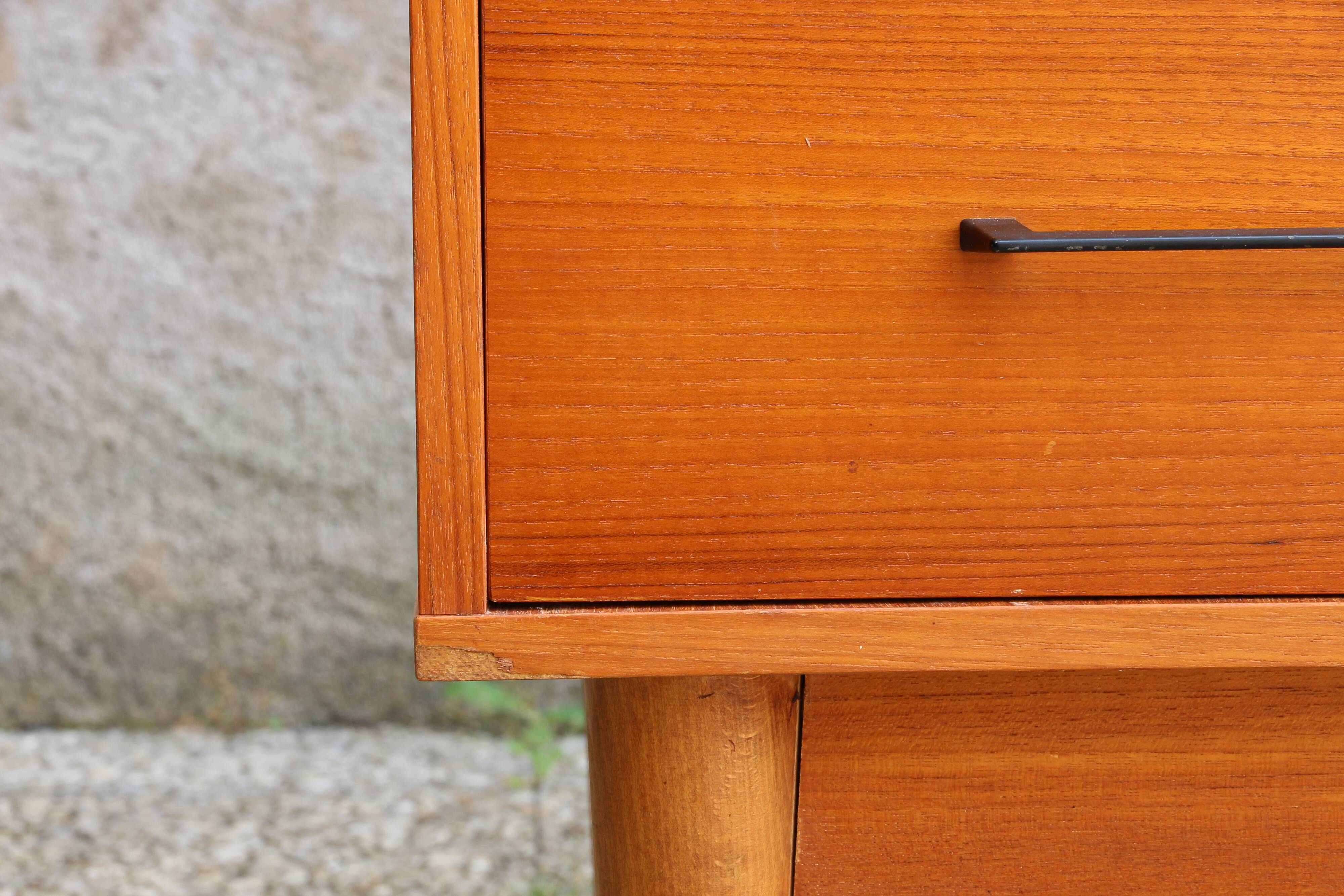 Scandinavian chest of drawers and bedside table from the 50s/60s, vintage teak