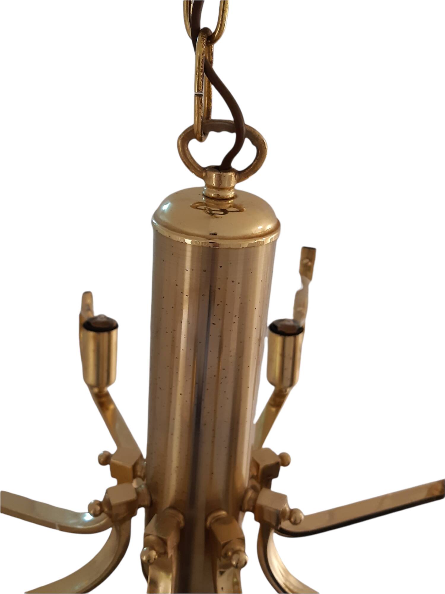 Large Mid-Century Eight-Arm Brass and Ice Glass Chandelier by Carl Fagerlund, 1960s