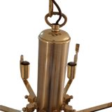 Large Mid-Century Eight-Arm Brass and Ice Glass Chandelier by Carl Fagerlund, 1960s